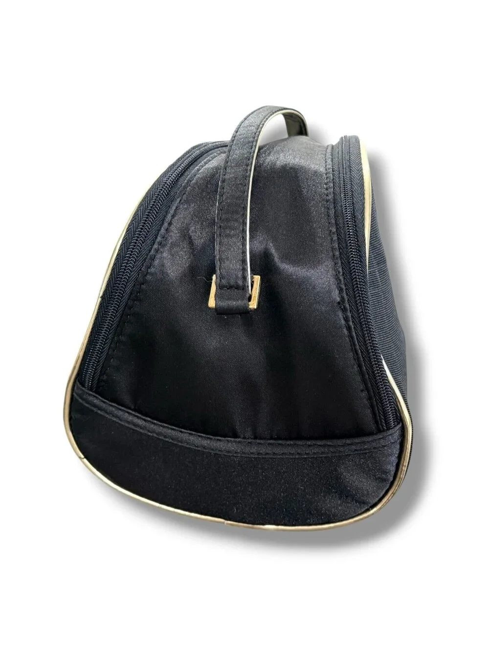 Christian Dior Parfums Black Satin Cosmetic Makeup Travel Beauty Pouch Bag